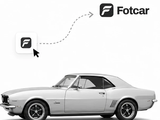 Logo arrastrado sobre la foto del auto